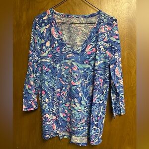 Lilly Pulitzer Colorful V-Neck Patterned Top